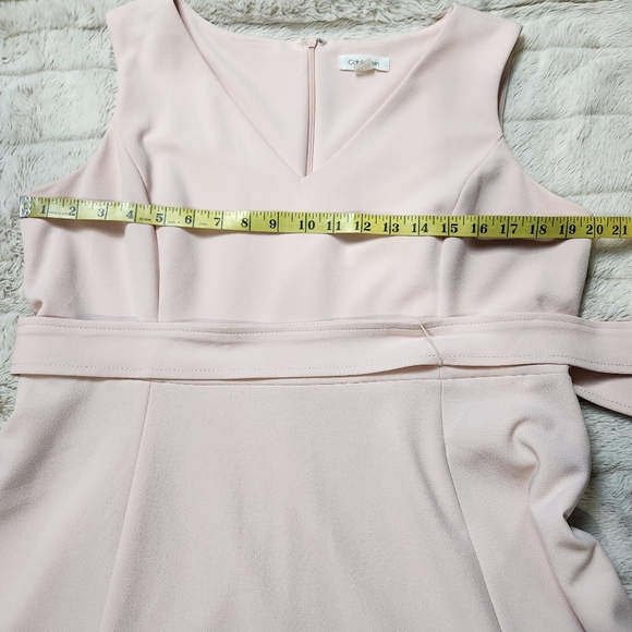 Size 16 Dress A-Line V-neck Sleeveless Belt Pockets Pink color CALVIN KLEIN #48 - Picture 10 of 16